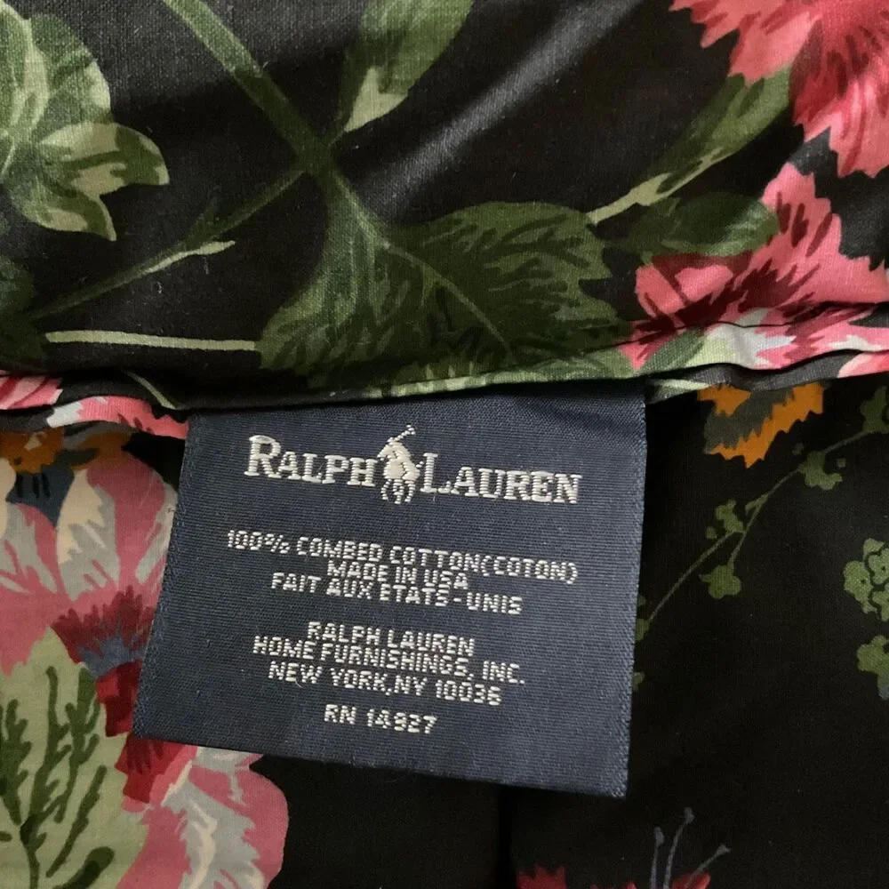 VTG Ralph Lauren Isadora Cossette Comforter Full/Queen Black Floral Cottage Core